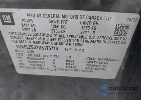 2013 GMC Terrain Denali from USA, damaged, VIN 2GKFLZE32D6175716